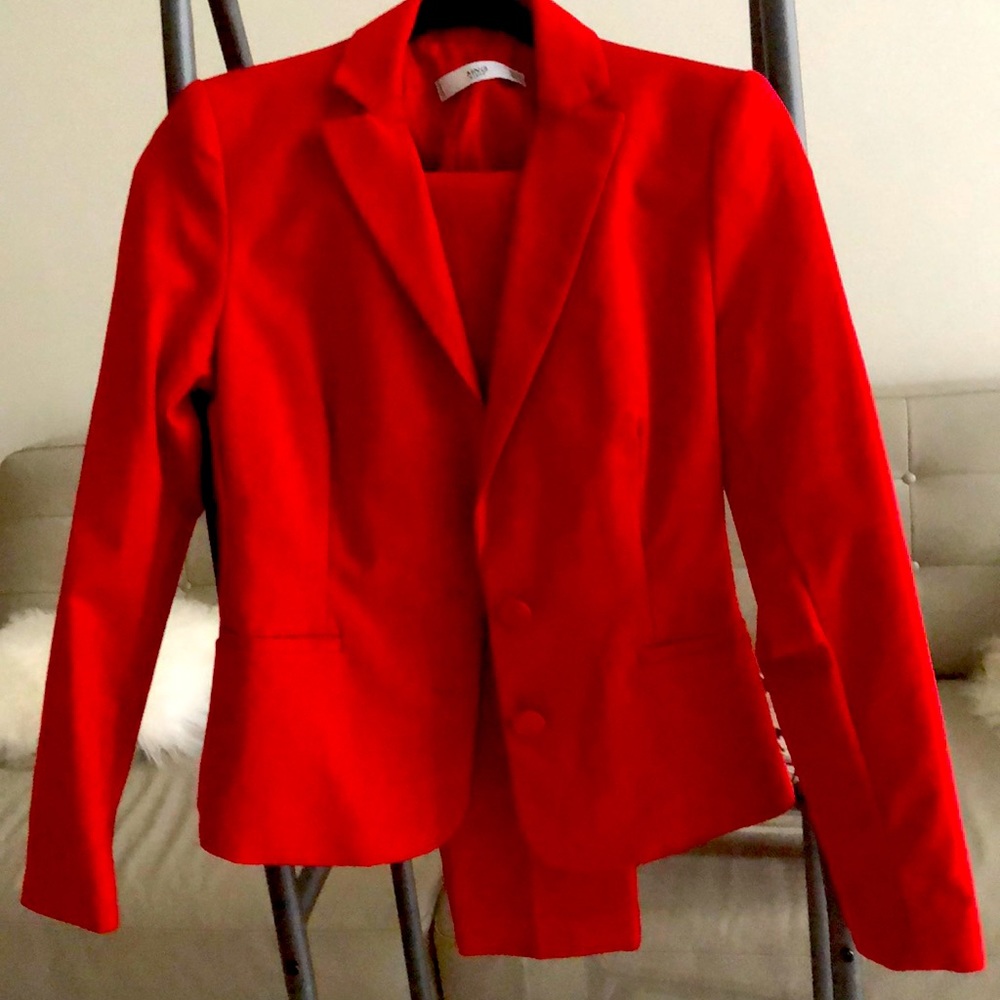 Red pants suit and jacket set